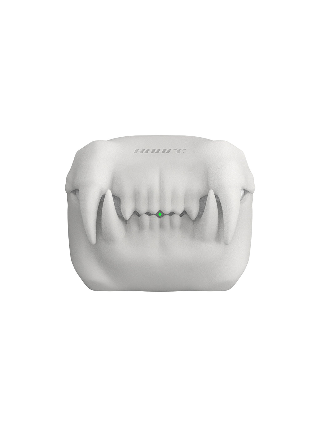 808FC 3D Sabertooth Tooth AirPods Case, Skin-Touch Silicone Full Protection Cover with Metal Clasp,Bone White