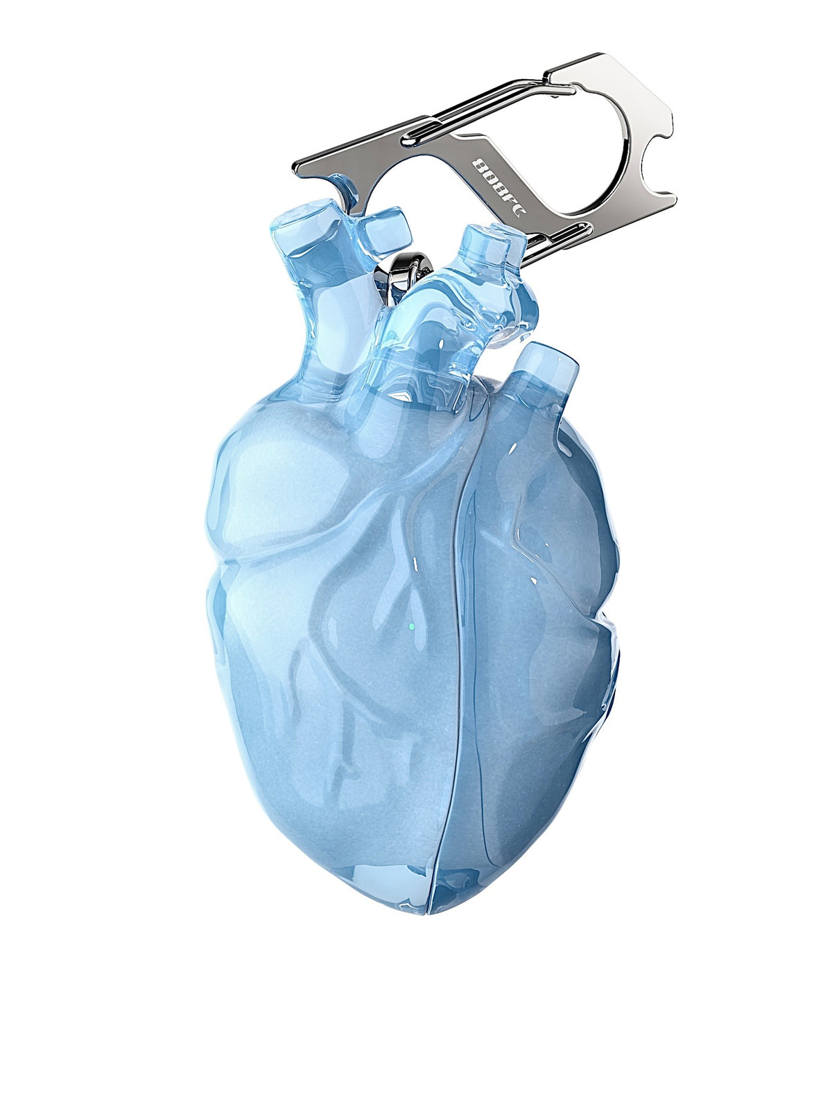 808FC Heart-Shaped Liquid Silicone Protective Case for AirPods – Drop-Proof Cover with Metal Hook, Compatible with AirPods Pro Charging Case  （Transparent Blue）