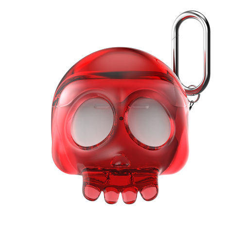 808FC 3D Cartoon Skull AirPods Case | Smooth Full Protection Cover with Cross Charm & CarabinerTranslucent Red