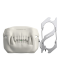 808FC 3D Sabertooth Tooth AirPods Case, Skin-Touch Silicone Full Protection Cover with Metal Clasp,Bone White