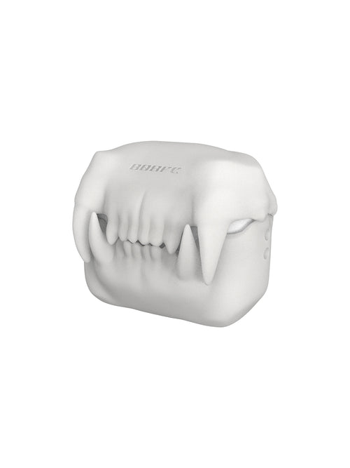 808FC 3D Sabertooth Tooth AirPods Case, Skin-Touch Silicone Full Protection Cover with Metal Clasp,Bone White