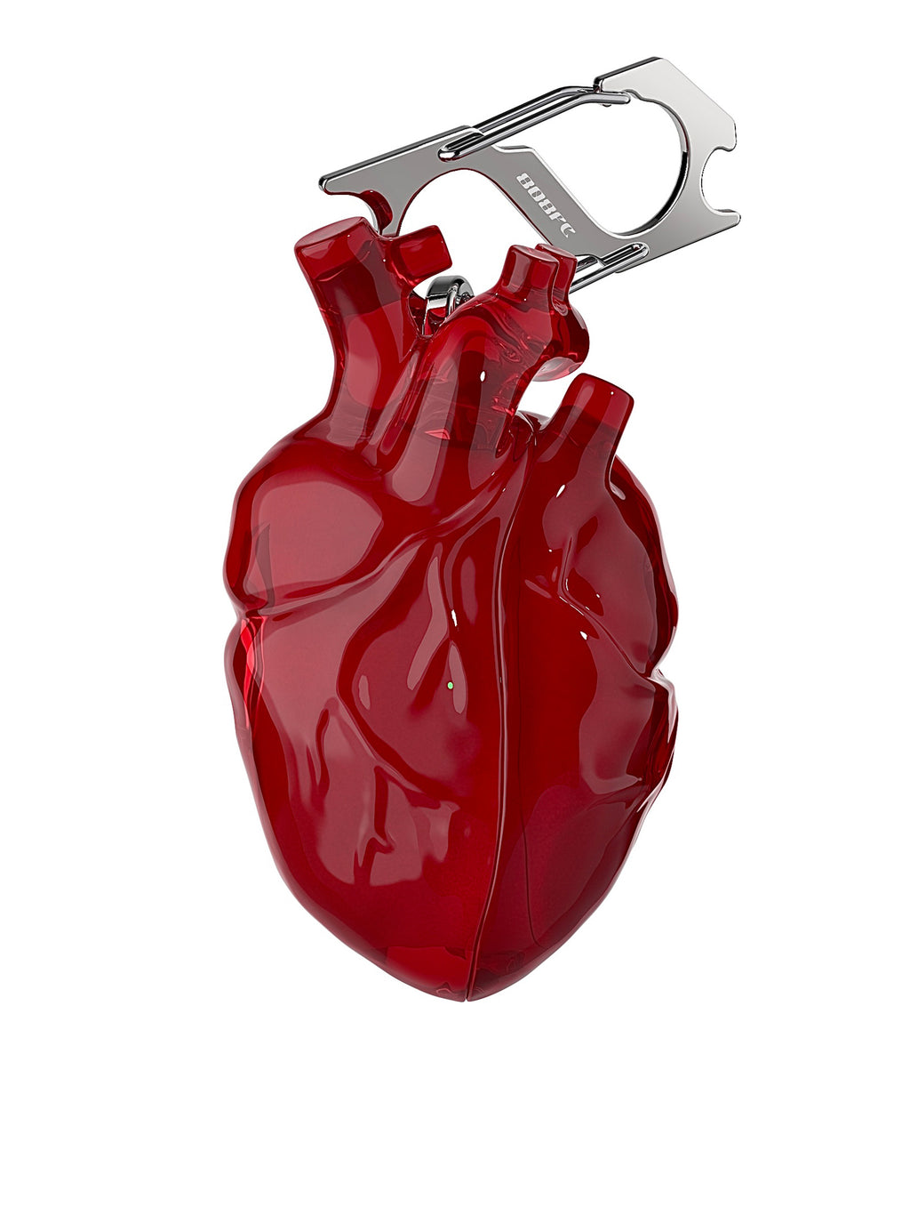 808FC Heart-Shaped Liquid Silicone Protective Case for AirPods – Drop-Proof Cover with Metal Hook, Compatible with AirPods Pro Charging Case  （Transparent Red）