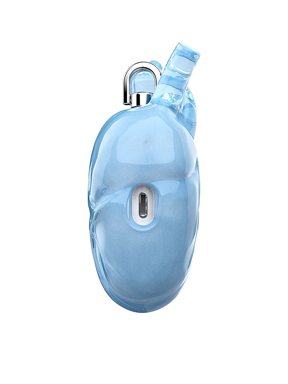 808FC Heart-Shaped Liquid Silicone Protective Case for AirPods – Drop-Proof Cover with Metal Hook, Compatible with AirPods Pro Charging Case  （Transparent Blue）