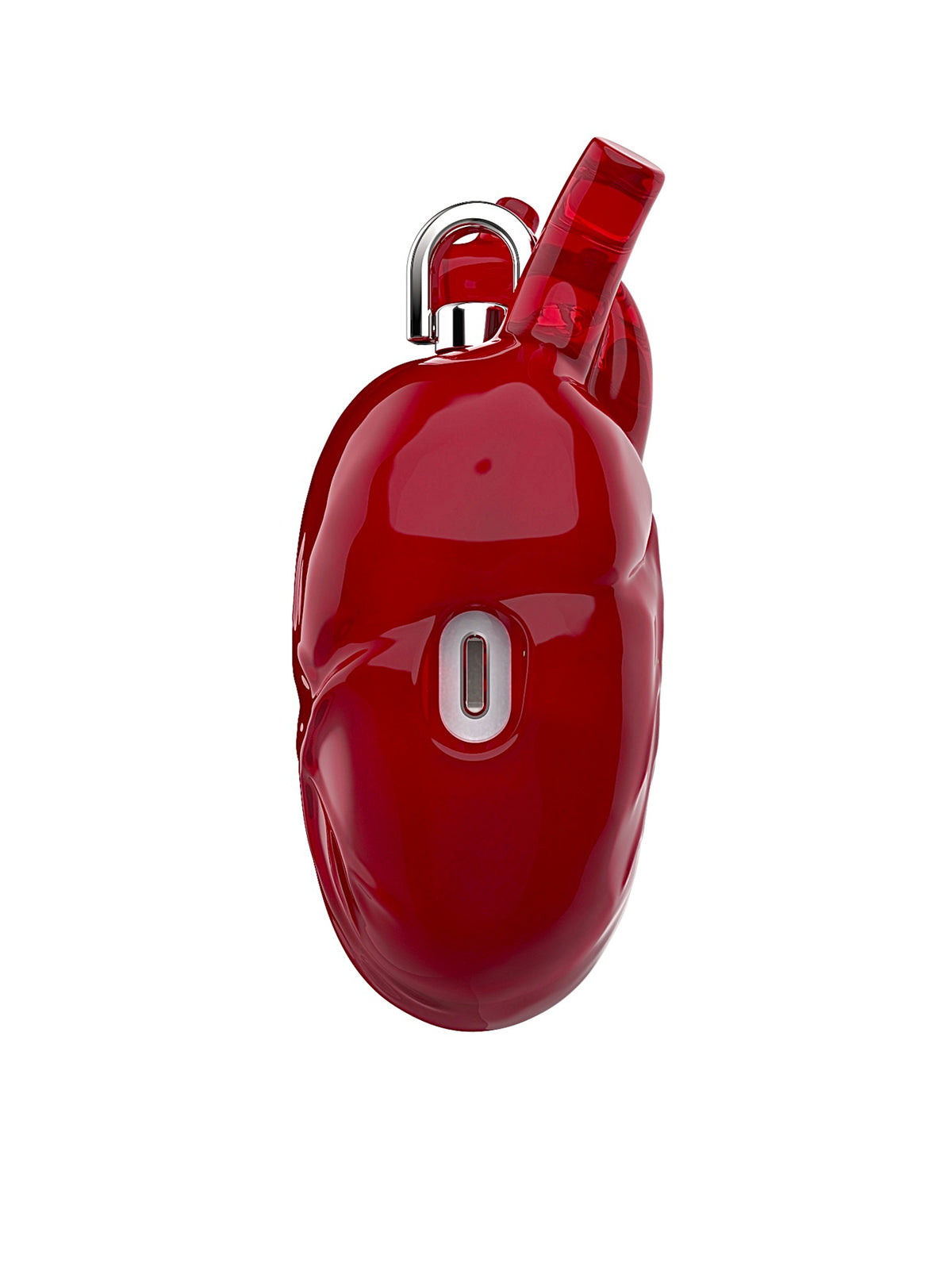 808FC Heart-Shaped Liquid Silicone Protective Case for AirPods – Drop-Proof Cover with Metal Hook, Compatible with AirPods Pro Charging Case  （Transparent Red）