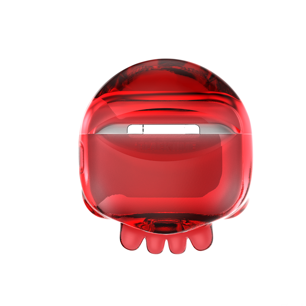 808FC 3D Cartoon Skull AirPods Case | Smooth Full Protection Cover with Cross Charm & CarabinerTranslucent Red