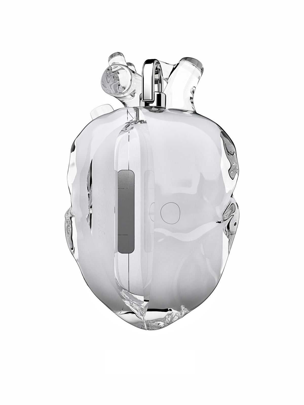 808FC Heart-Shaped Liquid Silicone Protective Case for AirPods – Drop-Proof Cover with Metal Hook, Compatible with AirPods Pro Charging Case (Transparent）
