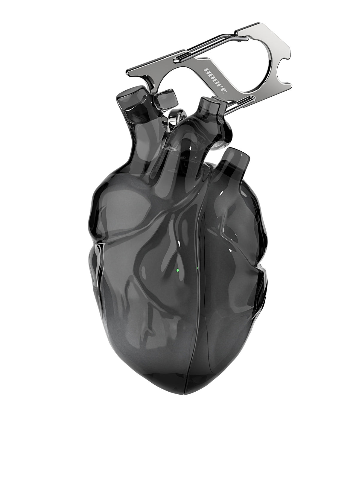 808FC Heart-Shaped Liquid Silicone Protective Case for AirPods – Drop-Proof Cover with Metal Hook, Compatible with AirPods Pro Charging Case  （Transparent Black）