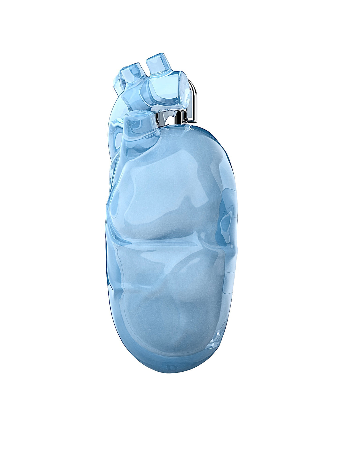 808FC Heart-Shaped Liquid Silicone Protective Case for AirPods – Drop-Proof Cover with Metal Hook, Compatible with AirPods Pro Charging Case  （Transparent Blue）