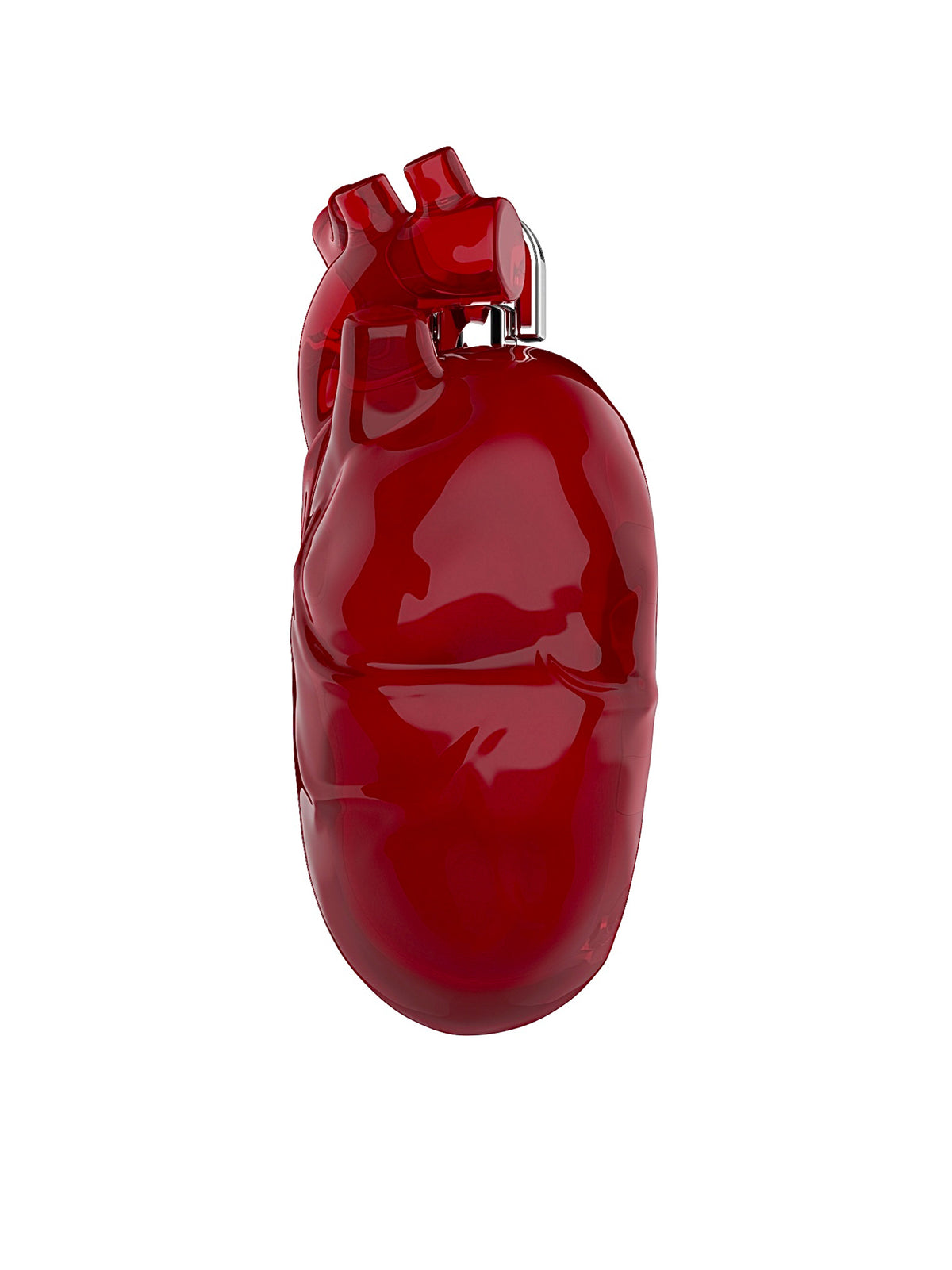 808FC Heart-Shaped Liquid Silicone Protective Case for AirPods – Drop-Proof Cover with Metal Hook, Compatible with AirPods Pro Charging Case  （Transparent Red）