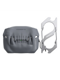 808FC 3D Sabertooth Tooth AirPods Case, Skin-Touch Silicone Full Protection Cover with Metal Clasp,Gray