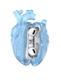 808FC Heart-Shaped Liquid Silicone Protective Case for AirPods – Drop-Proof Cover with Metal Hook, Compatible with AirPods Pro Charging Case  （Transparent Blue）