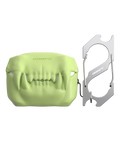 808FC 3D Sabertooth Tooth AirPods Case, Skin-Touch Silicone Full Protection Cover with Metal Clasp,Green