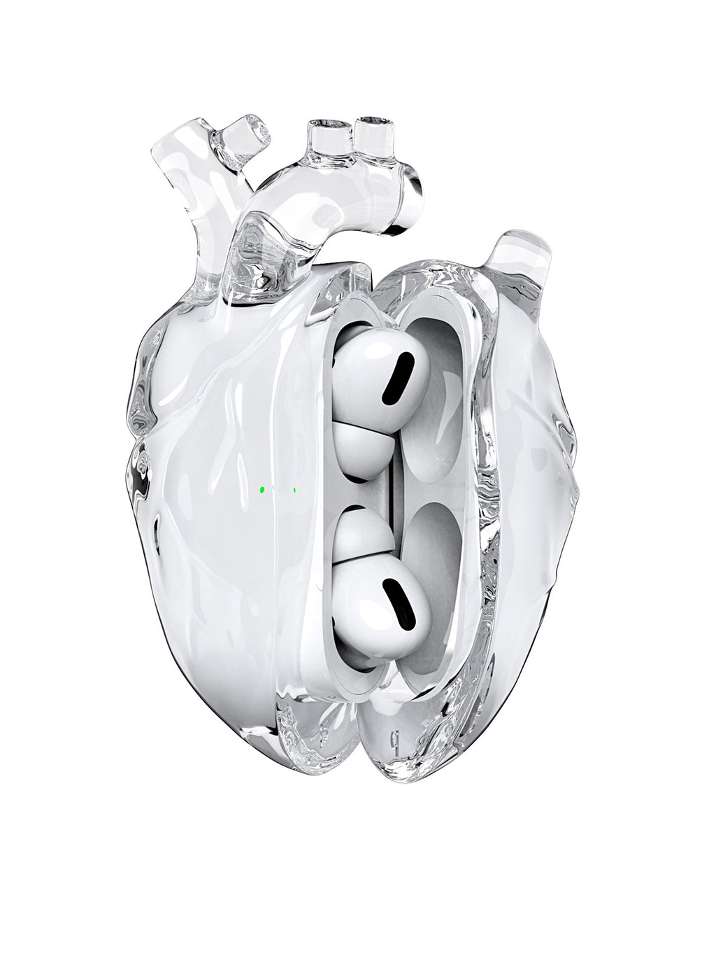 808FC Heart-Shaped Liquid Silicone Protective Case for AirPods – Drop-Proof Cover with Metal Hook, Compatible with AirPods Pro Charging Case (Transparent）